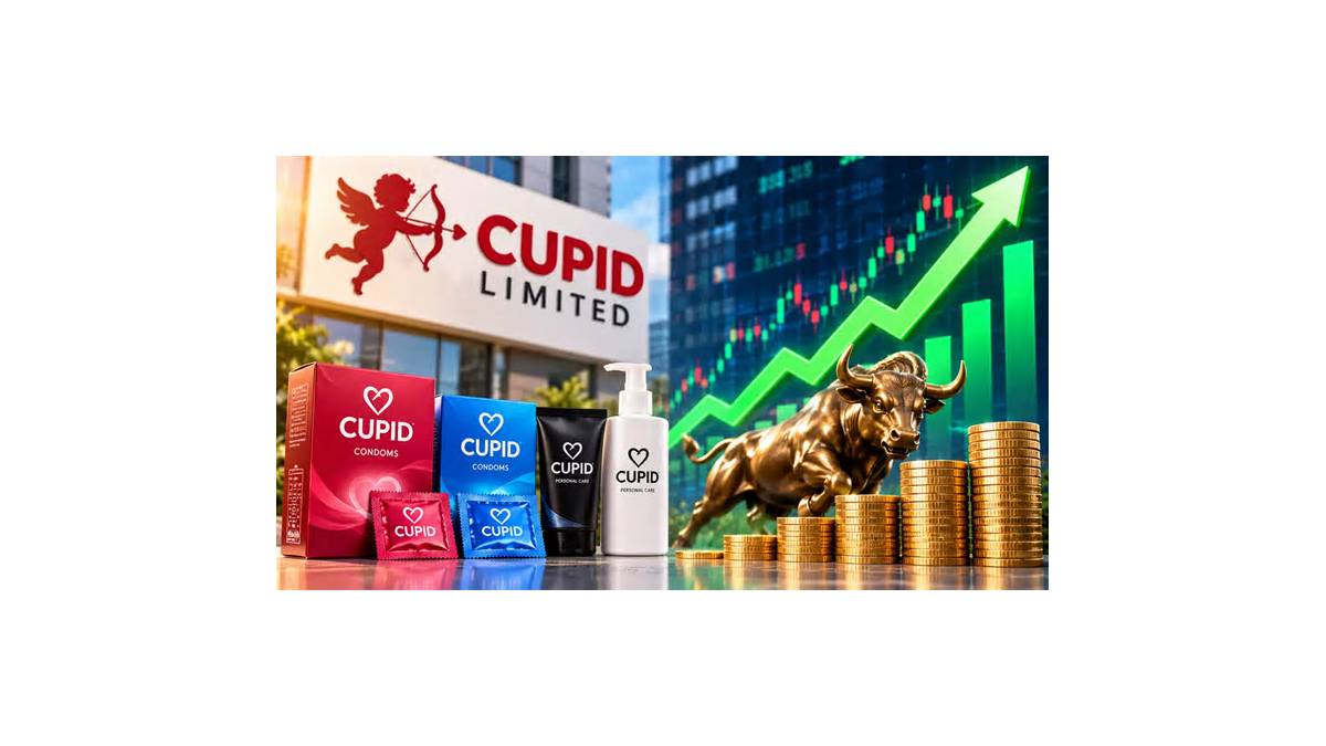 Cupid Ltd के शेयर में 5% की बढ़त , कंपनी के FY27 में रिकॉर्ड कमाई और ₹600 करोड़ राजस्व का लक्ष्य रखने के बाद।